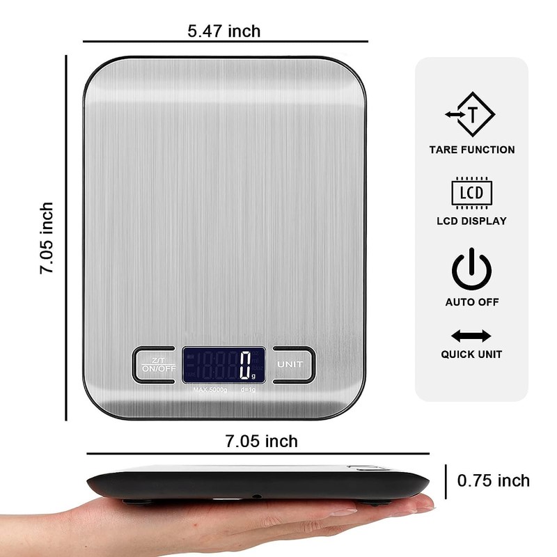 Mumoo Bear Food Scale, 5kg/11lb Multifunction Digital Kitchen Scale with