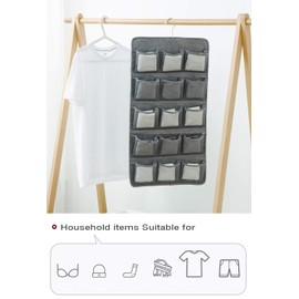 AARAINBOW Dual-Sided Hanging Closet Organizer with 20 Pocket for Underwear Stocking Toiletries Accessories Bra Dresser Panty Socks Drawers Home Basics (Gray)