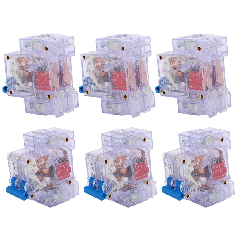 6pcs DZ47‑63 2P 6‑63A Transparent MCB Mini Circuit Breaker Air