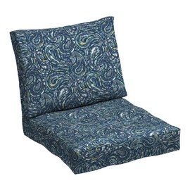 Arden earthFIBER Tufted Blowfill Deep Seat Set, 24 x 24, Rain-Proof, Fade Resistant, Deep Seat Bottom and Back Cushion for Chair, Sofa, and Couch 24 x 24, Sapphire Blue Ridge Paisley