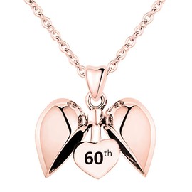 Charmbar Halskette aus 925er Sterlingsilber, mit Roségold vergoldet, mit Herzanhänger "Happy Birthday", 50,8 cm, klassische Gliederkette, Geschenk für Damen, Damen, Gold, Roségold, Kein Edelstein