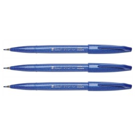 Pentel Sign Pen SES15 Set of 3 Felt Pens Flexible Brush Tip Blue