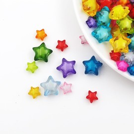 INSPIRELLE 250 Pieces Acrylic Star Beads 2 Sizes Bead in Bead for Jewelry Craft Making