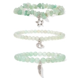 XSDSLS 3 Pcs Crystal Bracelet for Women Natural Gemstone Bead Bracelet Crystal Beaded Bracelets Stretch Bracelets Ladies Jewellery Gifts (1304)