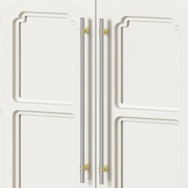 Rergy 10 Pack 10 Inch Brushed Nickel and Gold Cabinet Pulls Heavy-Duty Kitchen Cabinet Handles, Rust-Resistant and Durable Drawer Pulls Zinc Alloy Hardware for Cupboard,Closet,Cabinets