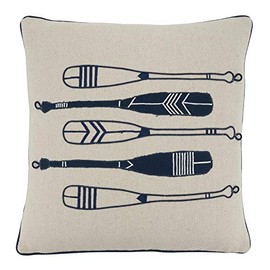 SARO LIFESTYLE Naviguer Collection Oars Throw Pillow Cover, 18", Navy Blue
