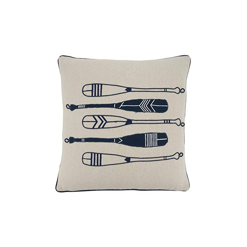 SARO LIFESTYLE Naviguer Collection Oars Throw Pillow Cover, 18", Navy