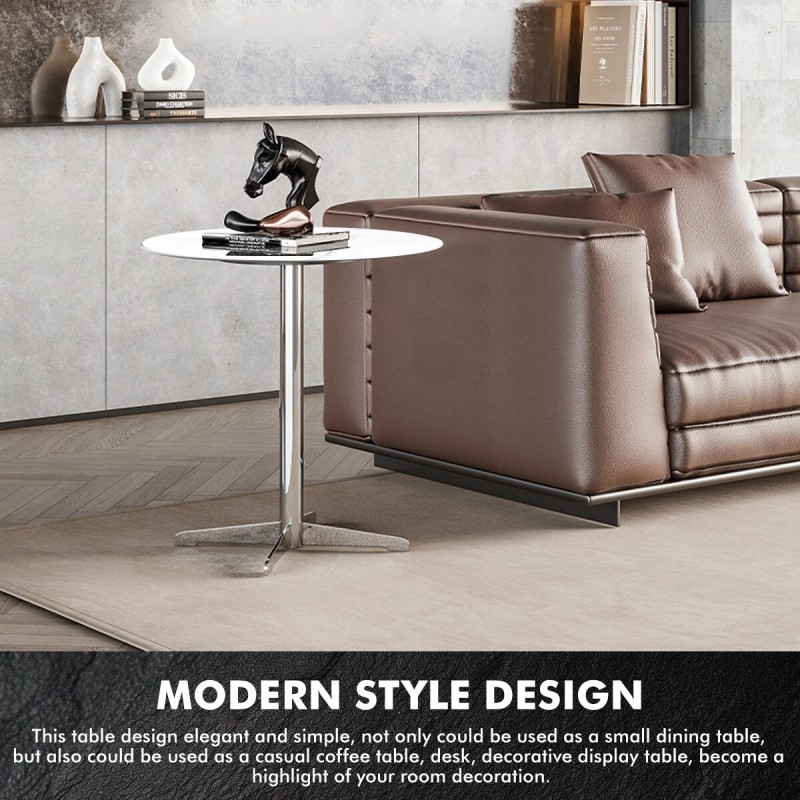 Table Small round end table,marbling