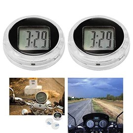 Universal Mini Motorcycle Clock Watch Waterproof Stick-On Motorbike Digital Clock Dia. 1.1"- 2 Pack