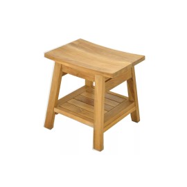 TeakWholesalers Roma Shower Seat 18" Stool Bench-Made From Grade-A Teak Wood