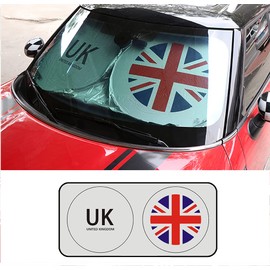 Windshield Sunshade Foldable Anti-UV UV Sun Protector Shade Heat Insulation Reflector for Mini Cooper R50 R52 R55 R56 R60 F54 F55 F56 F60 Countryman Clubman (Union Jack)