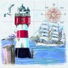 20 Napkins Sailing Ship on Lighthouse as Table Decoration for Maritime Celebrations 33 x 33 cm