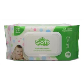 Simply Soft Baby Wipes - Pure Water with Aloe Vera Extract - Gentle and Moisturizing - Convenient, Fresh, and Chemical-Free Baby Wipes -Green Pack with Lid - 80 Count (Pack of 1)