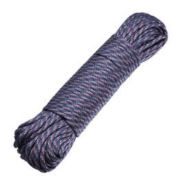 DonDon 98 ft - 30 m nylon cord Paracord survival DIY rope cord for outdoor camping activities 0.6 inch - 4 mm - 7 strands navy-red-grey