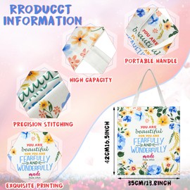 Huhumy 24 Pcs Christian Gifts for Women Bible Verse Makeup Bags Religious Reusable Tote Bags Employee Appreciation Gift Inspirational Canvas Tote Bags Bulk Gifts for Friends Coworker Christmas Gifts