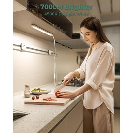 ASOKO 16 Inch Under Cabinet Lights,Plug and Play Under Counter Lighting,4500K Daylight White with 700LM Bright,ETL Light Bar with ON/Off Switch for Kitchen,Under Desk,Workbench