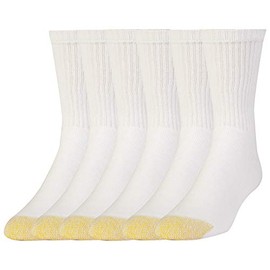 Gold Toe Men's Cotton Short Crew Athletic Sock, 6 Pairs, White, Shoe Size: 6-12.5