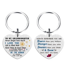 ABBNT Granddaughter Keyring Gift - Inspirational Keychain for Granddaughter Birthday, Graduation, or Christmas, Granddaughter Gift from Grandma or Grandpa