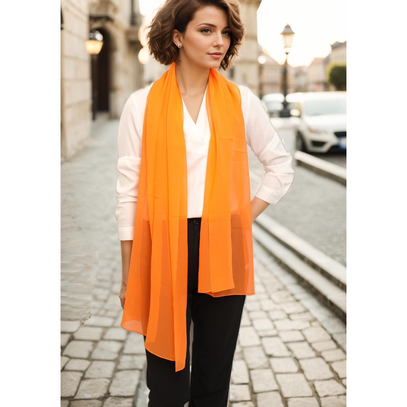 Prettystern Women's Plain Colour Georgette Silk Scarf Stole - 176cm