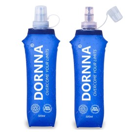 DORNNA® - 2 x 1 TPU Foldable Water Bottles, Soft Flask, Water Bottle, BPA-Free Sports Bottle for Hydration Backpack, Bike, Hiking, Jogging, Camping and Climbing (500 ml x 2)
