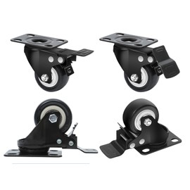MaxxHaul 50685 2" Heavy Duty Locking Swivel Casters with Brakes, 440 lb. Capacity, Ball Bearing Mount - Set of 4, Black