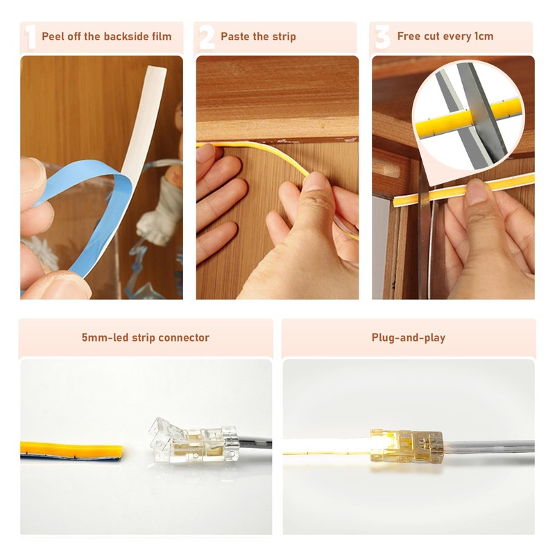 CUBITOR Under Cabinet Led Light Strip kit,Parallel Power with 6