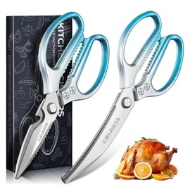 TIJERAS Kitchen Scissors Set Blue - Stainless Steel Kitchen Shear, Sharp Meat Scissors Dishwasher Safe, Heavy Duty Poultry Shears, Japanese Cooking Scissor for Food, Chicken,Turkey, Christmas Gifts