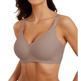 POSESHE Womens Comfortable Bras Wireless Full Coverage Bralettes Seamless Tshirts Push Up Bra with Extender Coffee