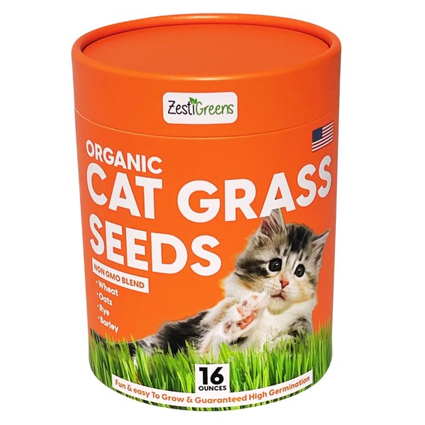 ZESTIGREENS Organic Cat Grass Seeds - 1 lb Non-GMO Blend