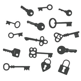15 Small Lock & Key Metal Cutting Dies, Locks, Keys, Steampunk, Card Making, Scrapbooking, Paper Crafts, Stencils, C8