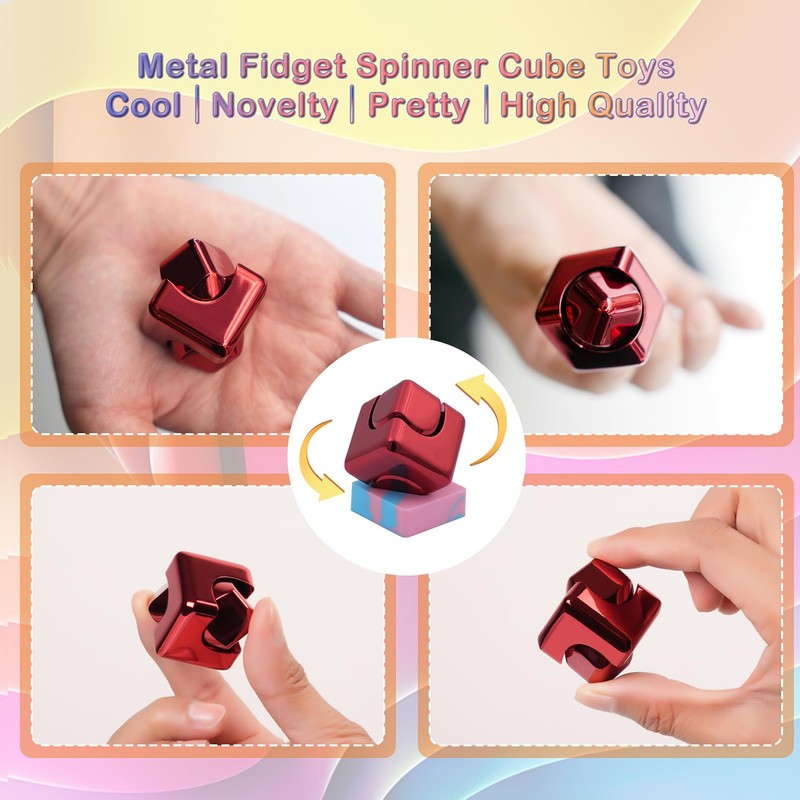 Fidget Toys Kinetic Desk Spinner Cube Toy for Adult Red