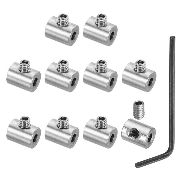 PATIKIL 4mm Hole Wire Rope Clips Set, 10 Set 304