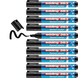 edding 383 flipchart marker - zwart - 10 stiften - beitelvormige punt 1-5 mm - stift voor schrijven, tekenen en markeren op flip-over papier - drukt niet door - droogt niet uit- intensieve kleur