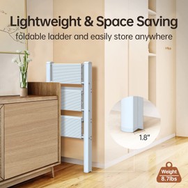 Aluminium 3 Step Ladder Folding Stool-330lb Capacity Ladders with Anti-Slip Wide Pedal,Lightweight Ladder,Portable Multi-use Scene for Home/Kitchen/Office/Garden/Yard (White New, 3 Step)