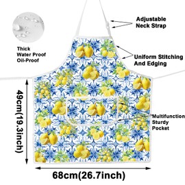 MYSOMY Italian Amalfi Coast Lemons Apron Italian Kitchen Apron Sorrento Lemons Apron Italian Nonna Apron Italian Chef Apron (LemonsBlue UK)
