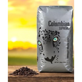 Colombian Supremo Coffee, Whole Bean, Medium Roast – Quality Kirklant – Kosher Certified, 3 lbs Bag