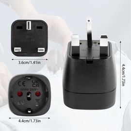 JOPHEK English Plug Adapter, 2 Piece English Plug French Adapter, France to UK Travel Adapter G, Travel Adapter for Ireland, England