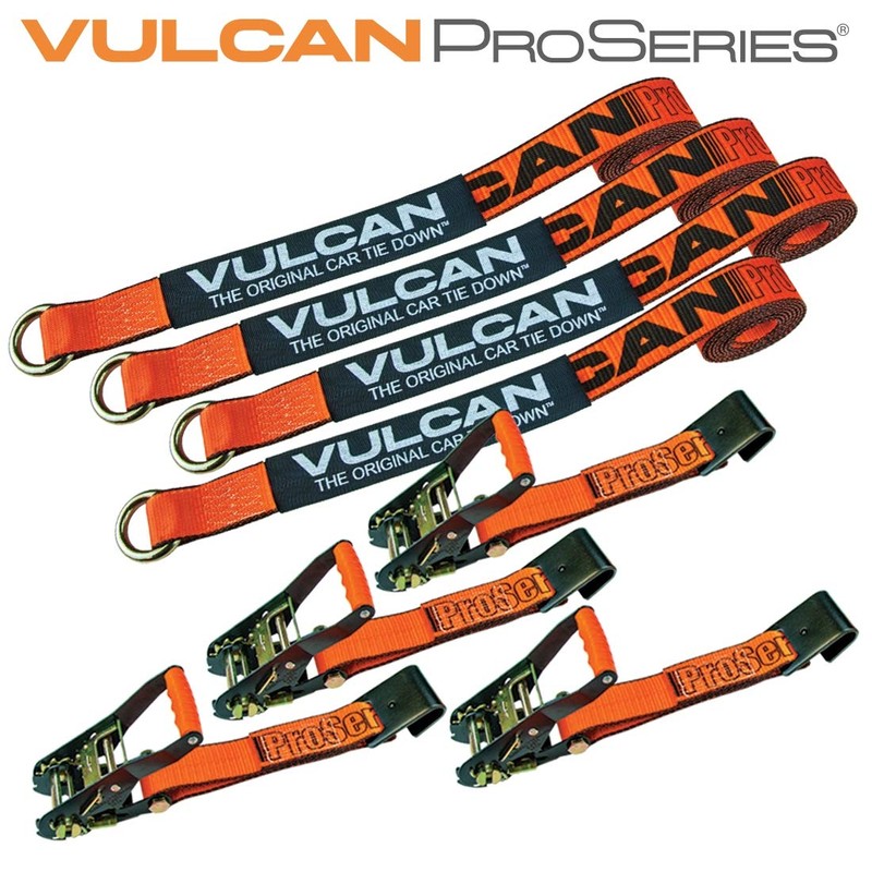 VULCAN Car Tie Down with Flat Hooks - Lasso Style
