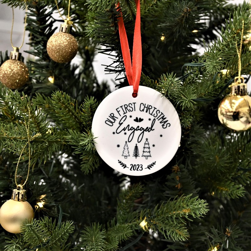 Our First Christmas Engaged Bauble, 1st Xmas Engaged Ornament, Fiancé