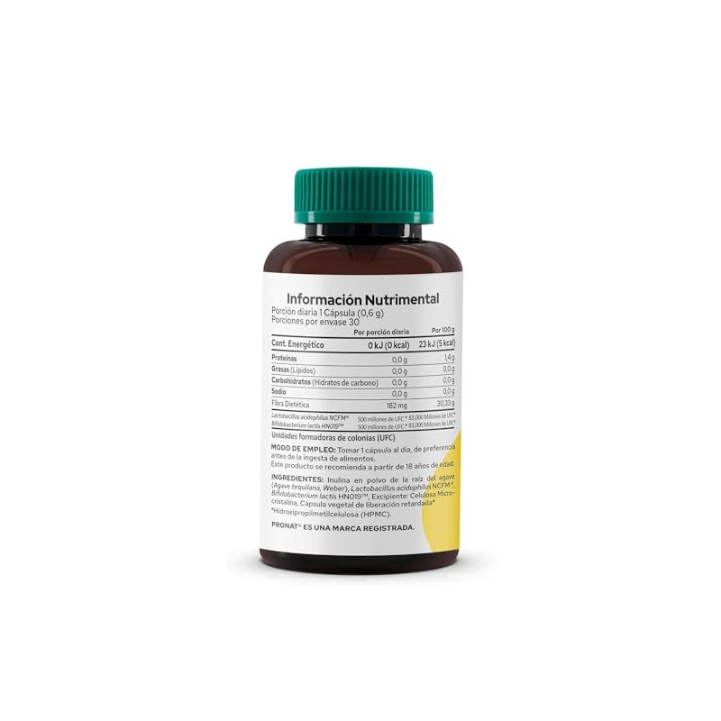 PRONAT Probióticos Duo Biotics, Suplemento Alimenticio, con Prebióticos, 30 Cápsulas