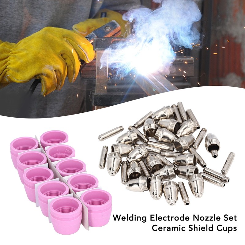 54 Pieces Plasma Cutter Torch Parts Electrode Nozzle Set Ceramic