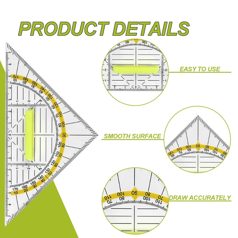 Set of 4 Drawing Triangle Protractor and Geo Triangle Set