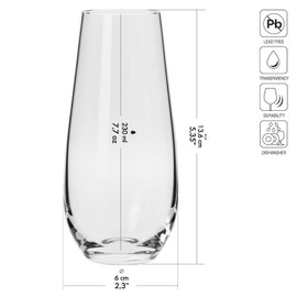 Krosno Champagne & Drink Glasses from the Harmony Collection | Set of 6 | 7.8 oz | Crystal Clear | For Home, Restaurant & Parties | Dishwasher Safe | Lead-Free Crystal Glass