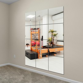 Ruomeng Home Gym Mirror Tiles 12" x 15" x 12Pcs Wall Mounted Mirror, Frameless Mirror Tiles for Home Gym, Bedroom, Door