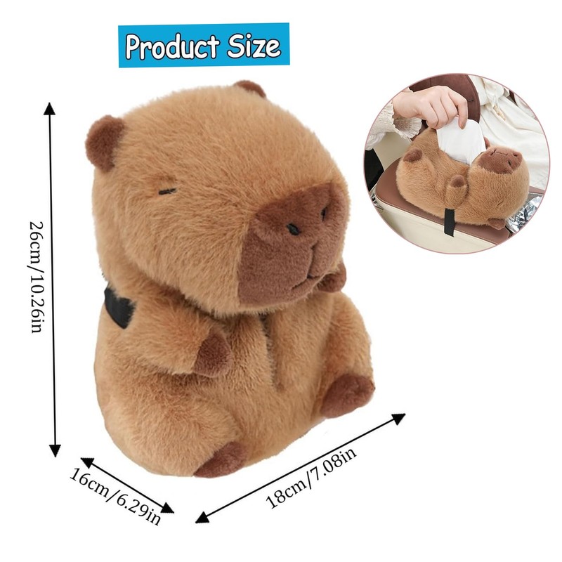 Yharnamite Plush Car Tissue Holder, Capybara Plush Car Tissue Paper