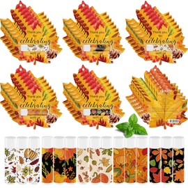 30 Pack Thanksgiving Party Favors Bulk Lip Balm Autumn Maple Leaf Pumpkin Harvest Moisturizing Natural Lip Balms Thank You Gifts for Kids Thanksgiving Day Fall Party Supplies