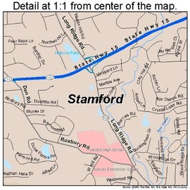 Large Street & Road Map of Stamford, Connecticut CT - Printed Poster Size Wall Atlas of Your Home Town