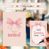 Putocopic Pink Bow Birthday Invitations Girl, Pink Bow Party Fill