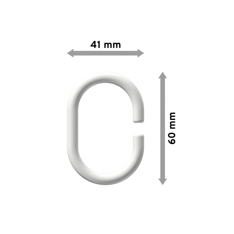 Interdeco Talent – Luina Curtain Rings White Plastic Oval Open