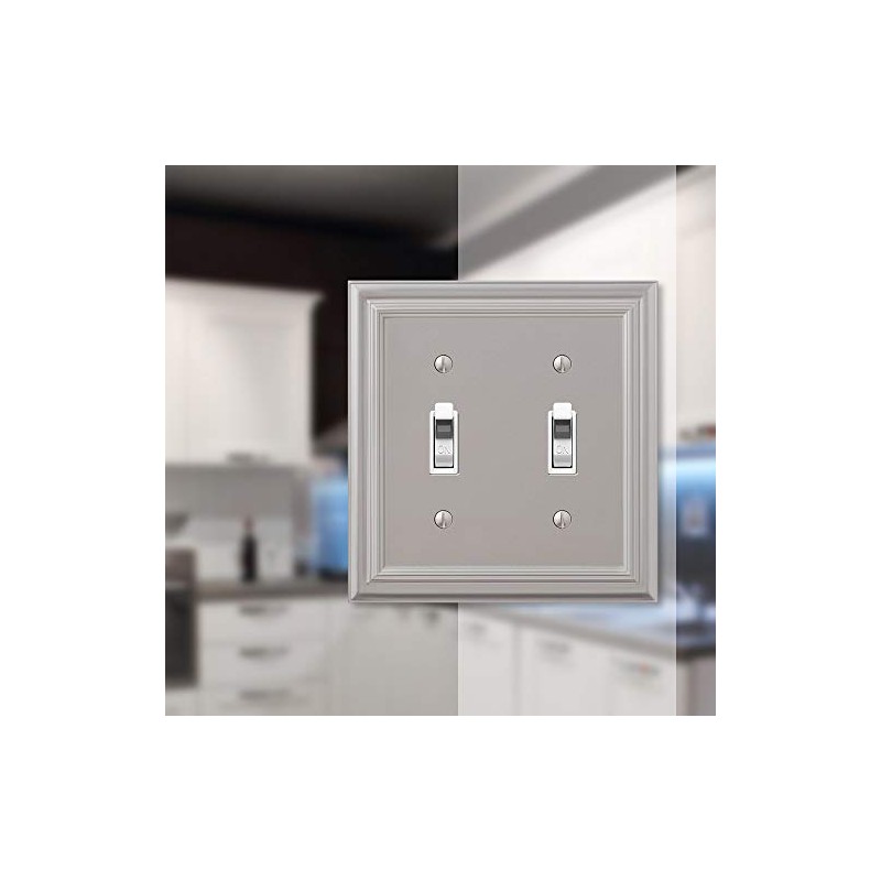 Amerelle Continental Double Toggle Cast Metal Wallplate in Satin Nickel